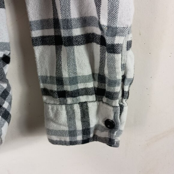 American Eagle Super Soft Plaid Flannel Shirt Mens M White Gray Grunge Casual - Picture 5 of 7